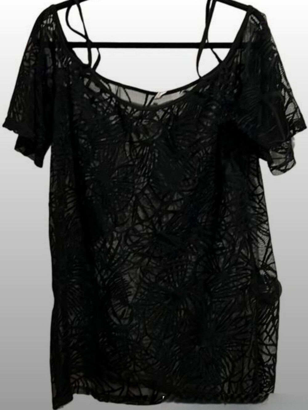 Women's Black Sheer Swim Cover-Up Tunic